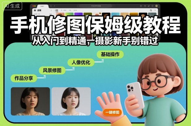 手机修图保姆级教程，从入门到精通，摄影新手别错过-天韵资源网