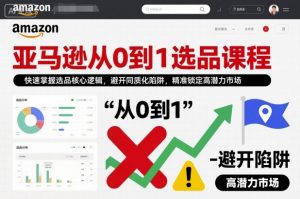 亚马逊从0到1选品课程,快速掌握选品核心逻辑,避开同质化陷阱,精准锁定高潜力市场-天韵资源网