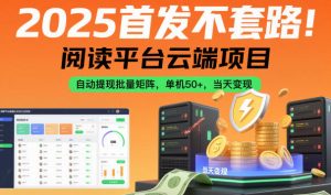 2025首发不套路！阅读平台云端项目，自动提现批量矩阵，单机50+，当天变现【揭秘】-天韵资源网