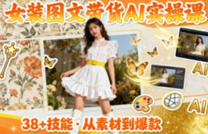 女装图文带货的AI实操课，覆盖38个实用技能，快速提升素材制作效率-天韵资源网