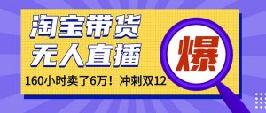 年前风口！淘宝带货，无人直播160小时卖了6万！-天韵资源网