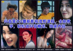 抖音某大V最新影视混剪课程，全新教学，轻松进抖音精选、独家内容-天韵资源网