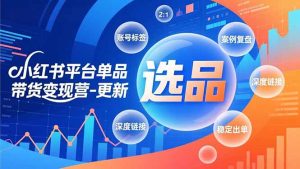 小红书平台单品带货变现营-更新，极致选品、账号标签、案例复盘，深度链接，快速启动稳定出单-天韵资源网