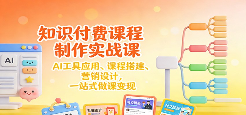 知识付费课程制作实战课：AI工具应用 、课程搭建、营销设计，一站式做课变现-天韵资源网