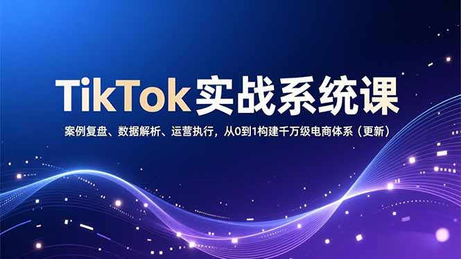 TikTok实战系统课,案例复盘、数据解析、运营执行,从0到1构建千万级电商体系(更新-天韵资源网