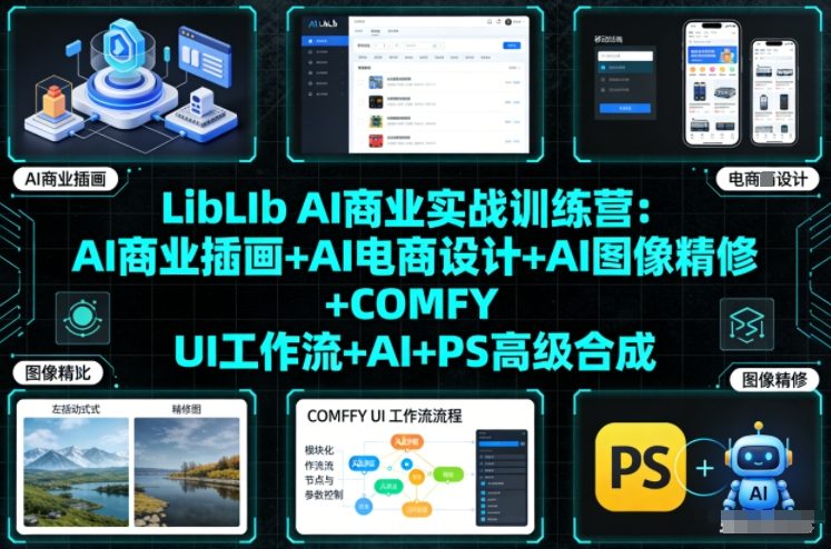 LibLIb AI商业实战训练营：AI商业插画+AI电商设计+AI图像精修+COMFY UI工作流+AI+PS高级合成-天韵资源网