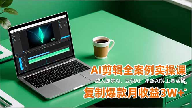 AI剪辑全案例实操课，融入即梦AI、豆包AI、星绘AI等工具实操，复制爆款月收益3W+-天韵资源网