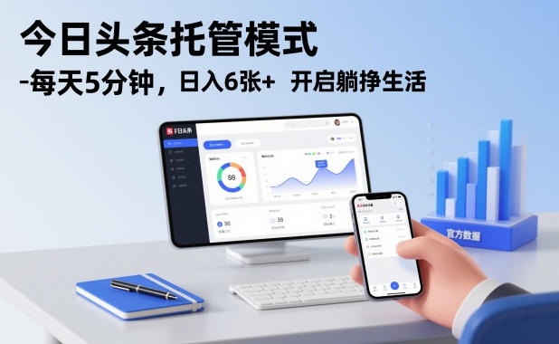 今日头条托管模式，每天5分钟，日入6张+，开启躺挣生活【揭秘】-天韵资源网