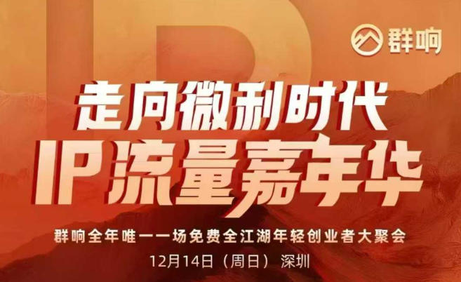 2025ip嘉年华万人12月14深圳线下课，走向微利时代，IP流量嘉年华，实操性极强的商业干货课-天韵资源网