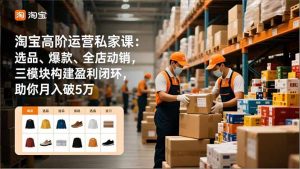 淘宝高阶运营私家课：选品、爆款、全店动销，三模块构建盈利闭环，助你月入破5万(更新12月-天韵资源网