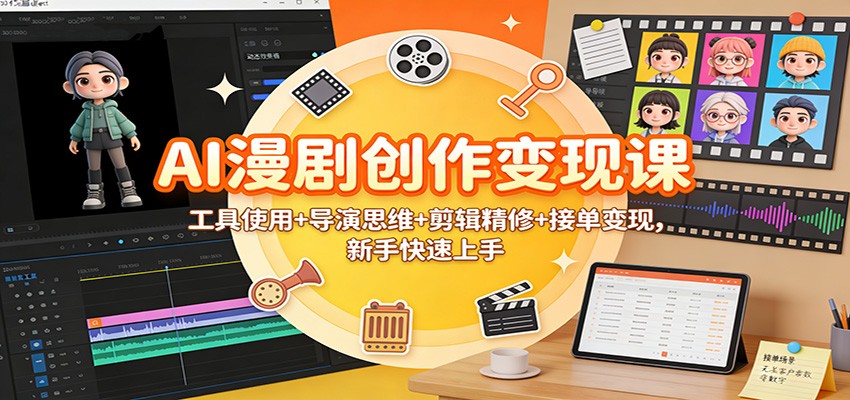 AI漫剧创作变现课:工具使用+导演思维+剪辑精修+接单变现,新手快速上手-天韵资源网