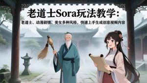 老道士Sora玩法教学:老道士、动漫剧情、美女多种风格,快速上手生成创意视频内容-天韵资源网