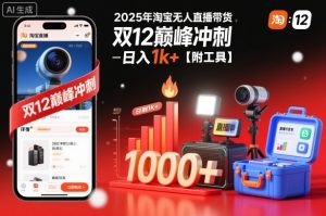 2025年淘宝无人直播带货,冲刺双12,日入1k+【附工具】【揭秘】-天韵资源网
