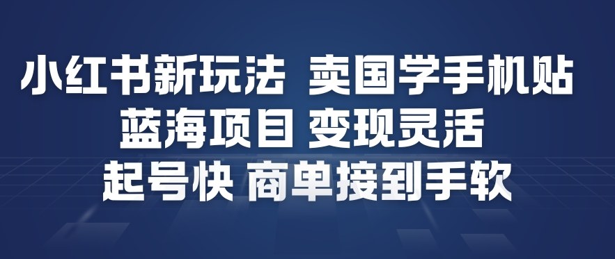 小红书新玩法，卖国学手机贴，蓝海项目，变现灵活，起号快，商单接到手软-天韵资源网