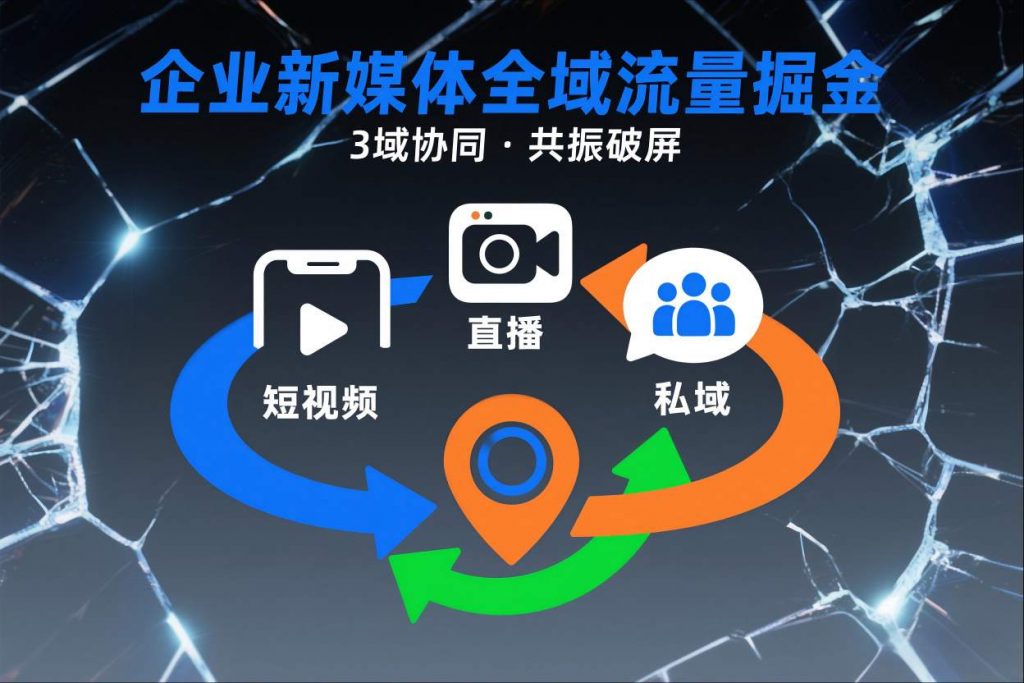 短视频全域商业模式，企业新媒体全域流量掘金，3域协同，共振破屏，短视频-直播-私域-地域-天韵资源网