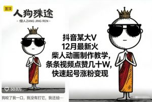 抖音某大V12月最新火柴人动画制作教学,条条视频点赞几十W,快速起号涨粉变现-天韵资源网