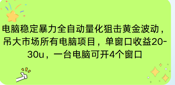 电脑EA策略挂机项目单窗口收益20-30u，单电脑可挂5-10个窗口收益稳健4位数-天韵资源网