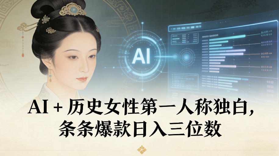 AI+历史女性第一人称独白，条条爆款日入三位数-天韵资源网