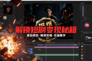 短剧拉新之原创燃剪精简剪辑实操课，解锁短剧变现秘籍-天韵资源网