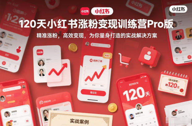 120天小红书涨粉变现训练营Pro版,精准涨粉,高效变现,为你量身打造的实战解决方案-天韵资源网