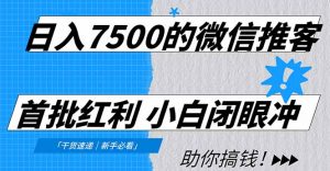 日入7500的微信推客，首批红利，自用省钱、分享赚钱，0门槛小白闭眼冲！-天韵资源网