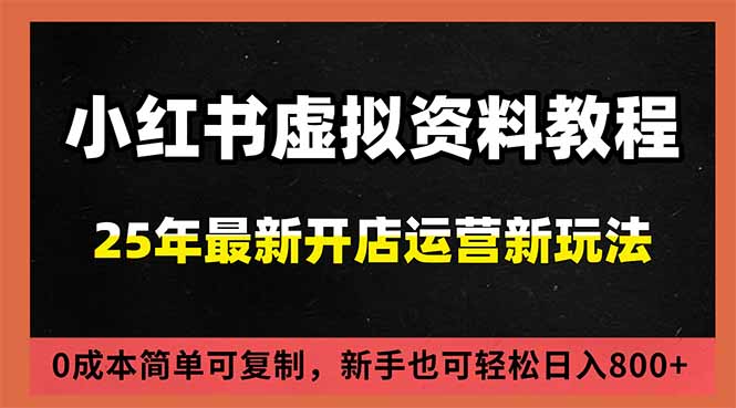 小红书虚拟资料项目：最新搜索流变现玩法，0成本简单可复制，一人多店打法，新手日入800+-天韵资源网