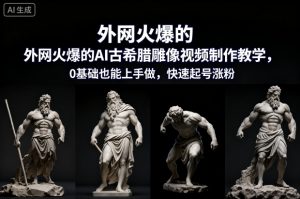 外网火爆的AI古希腊雕像视频制作教学，0基础也能上手做，快速起号涨粉-天韵资源网