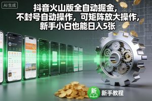 抖音火山版全自动掘金，不封号自动操作，可矩阵放大操作，新手小白也能日入5张【揭秘】-天韵资源网