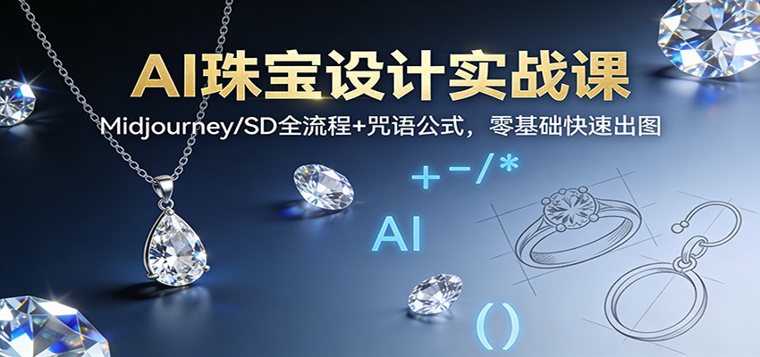 图片[1]-AI珠宝设计实战课：Midjourney/SD全流程+咒语公式，零基础快速出图-天韵资源网