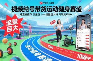 视频号带货运动健身赛道，纯直播推荐，流量巨大，单月带货10W+-天韵资源网