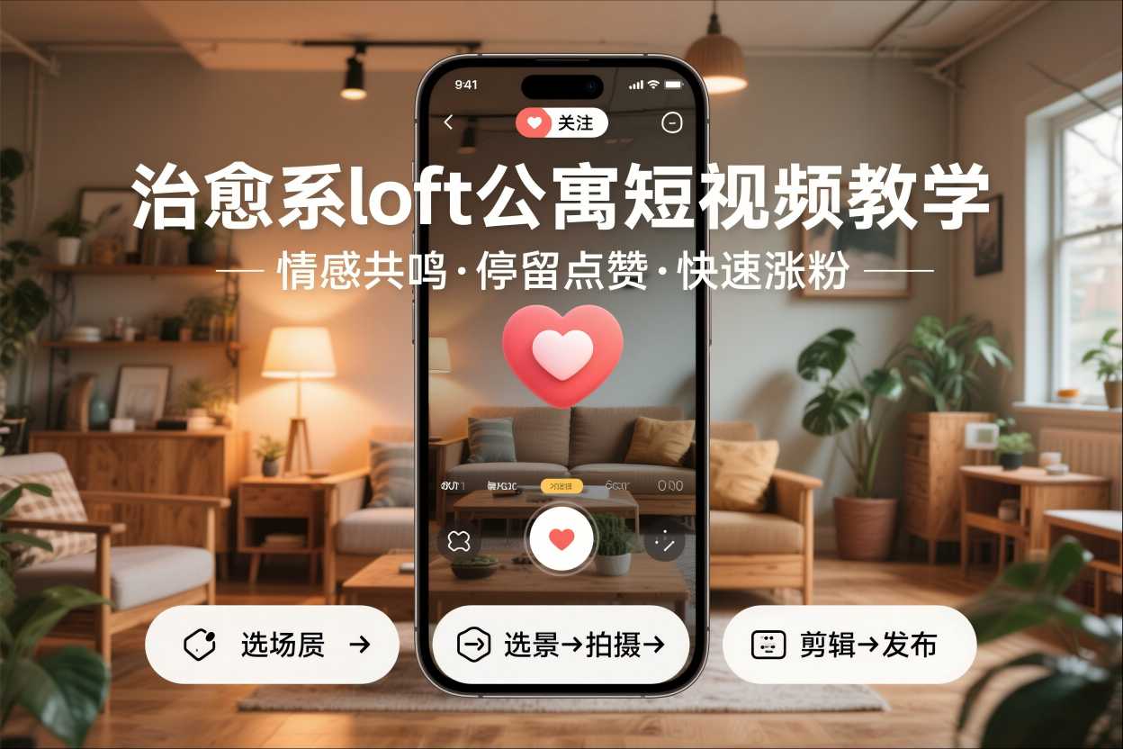 治愈系loft公寓短视频制作教学，情感共鸣引停留点赞关注，快速起号涨粉-天韵资源网