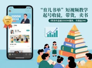 育儿书单短视频教学，起号收徒，带货，卖书(带货作品破2000W播放，月佣金2W)-天韵资源网