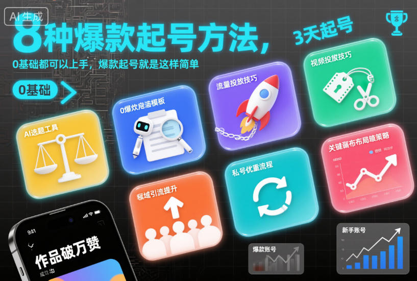 8种爆款起号方法，0基础都可以上手，爆款起号就是这样简单-天韵资源网