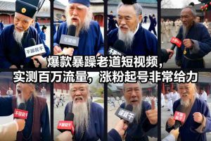 爆款暴躁老道短视频，实测百万流量，涨粉起号非常给力-天韵资源网