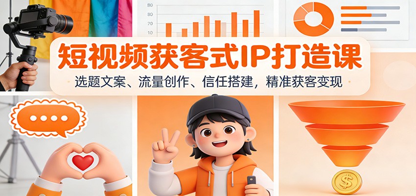 短视频获客式IP打造课：选题文案、流量创作、信任搭建，精准获客变现-天韵资源网