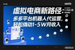 虚拟电商新路径：多多平台机器人代运营，轻松撬动1-5W月收入【揭秘】-天韵资源网