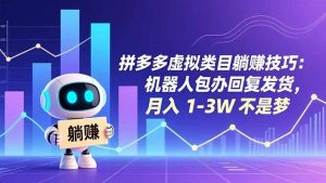 拼多多虚拟类目躺赚技巧：机器人包办回复发货，月入 1-3W 不是梦-天韵资源网