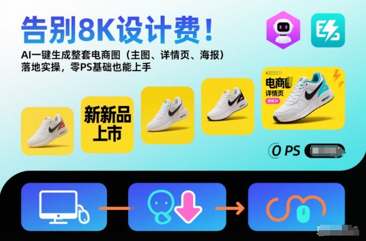 告别8K设计费！AI一键生成整套电商图(主图、详情页、海报)落地实操，零PS基础也能上手-天韵资源网