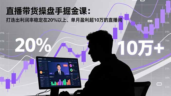 直播带货操盘手掘金课：打造出利润率稳定在20%以上、单月盈利超10万的直播间-天韵资源网