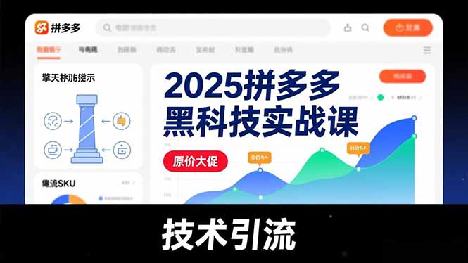 2025拼多多黑科技实战课，擎天柱玩法、爆流SKU、原价大促，技术引流，单店日销轻松破千单-天韵资源网
