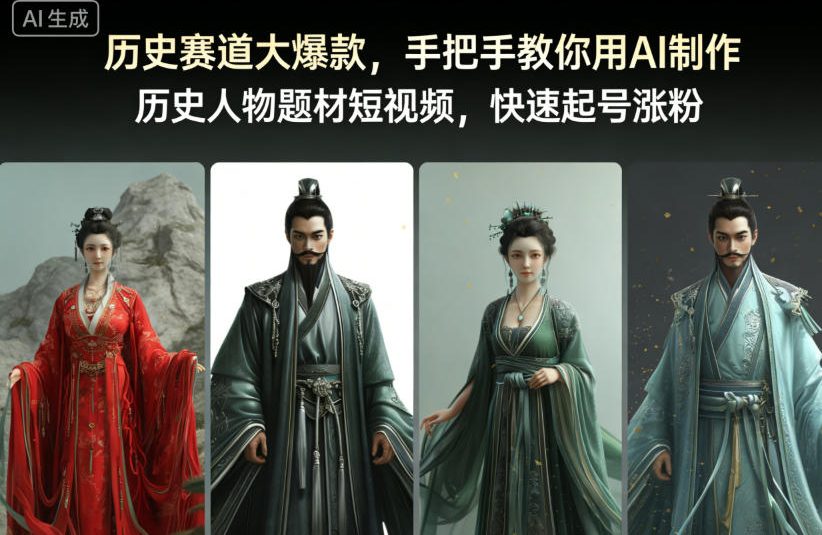 历史赛道大爆款，手把手教你用AI制作历史人物题材短视频，快速起号涨粉-天韵资源网