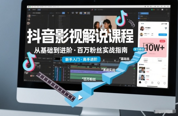 抖音百万粉丝影视解说课程，基础到进阶课，适合新手和进阶学习-天韵资源网