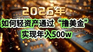 2026年如何轻资产通过“撸美金”实现年入500w-天韵资源网