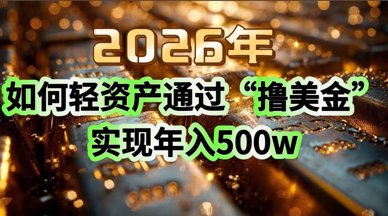 2026年如何轻资产通过“撸美金”实现年入500w-天韵资源网
