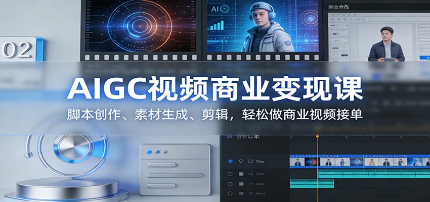 AIGC视频商业变现课：脚本创作、素材生成、剪辑，轻松做商业视频接单-天韵资源网