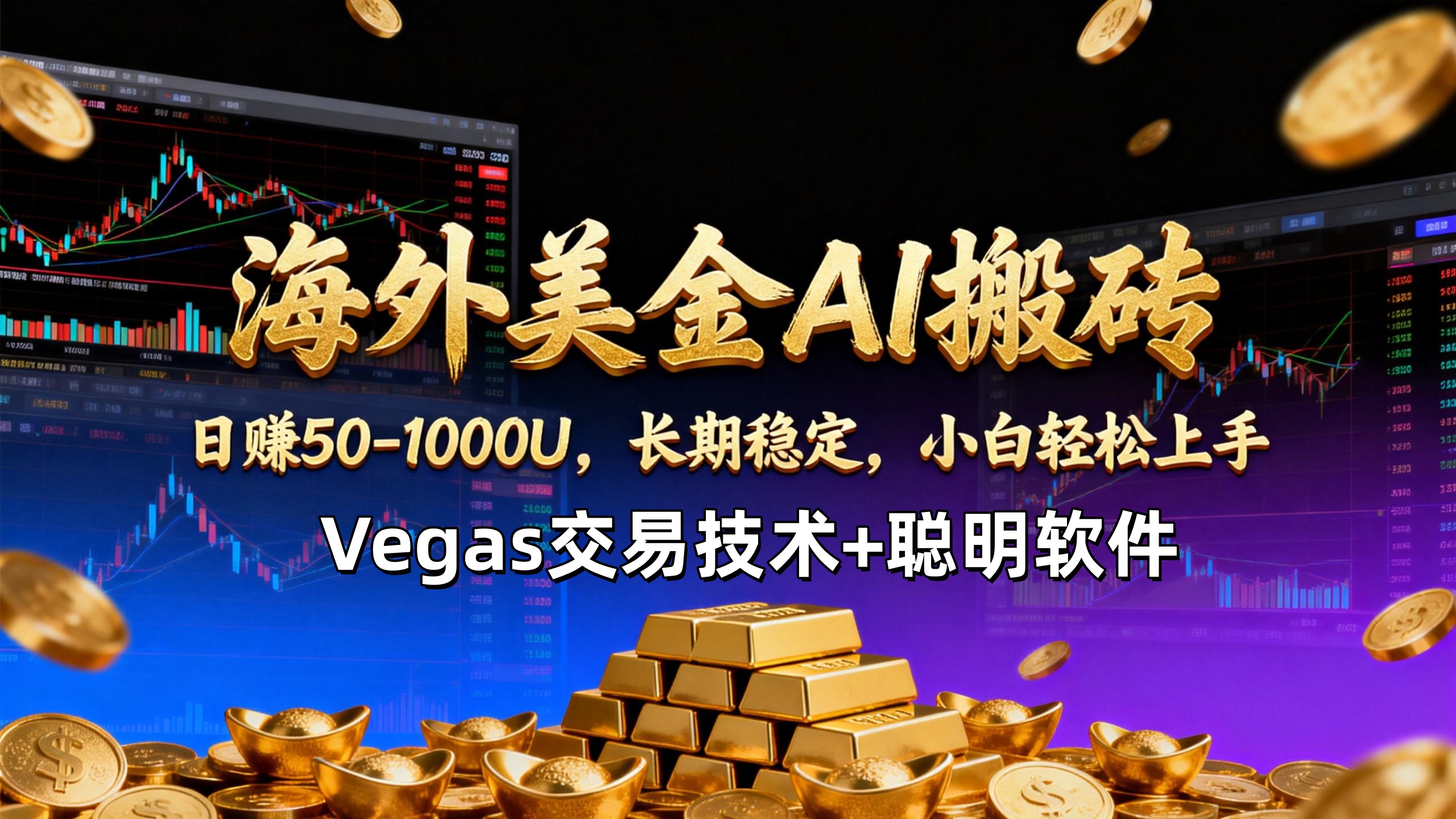 【海外美金AI搬砖】Vegas交易技术+聪明软件，日赚50-1000U，长期稳定，小白轻松上手。-天韵资源网