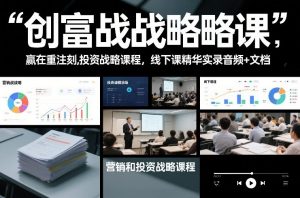 创富战略课，赢在重注时刻，营销和投资战略课程，线下课精华实录音频+文档-天韵资源网