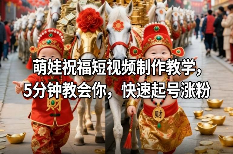 萌娃祝福短视频制作教学，5分钟教会你，快速起号涨粉-天韵资源网