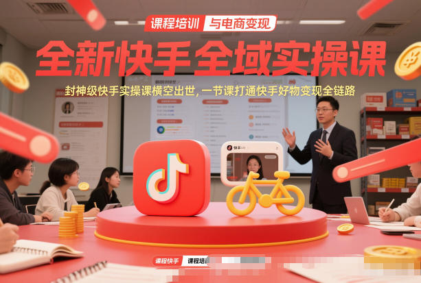 全新快手全域实操课，封神级快手实操课横空出世，一节课打通快手好物变现全链路-天韵资源网