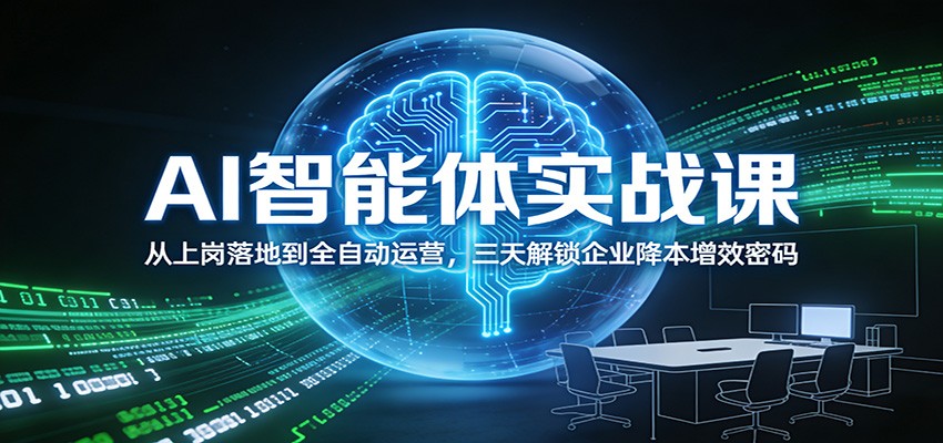 AI智能体实战课：从上岗落地到全自动运营，三天解锁企业降本增效密码-天韵资源网